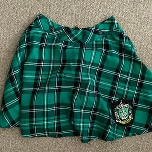 Harry potter Slytherin plaid green skirt costume